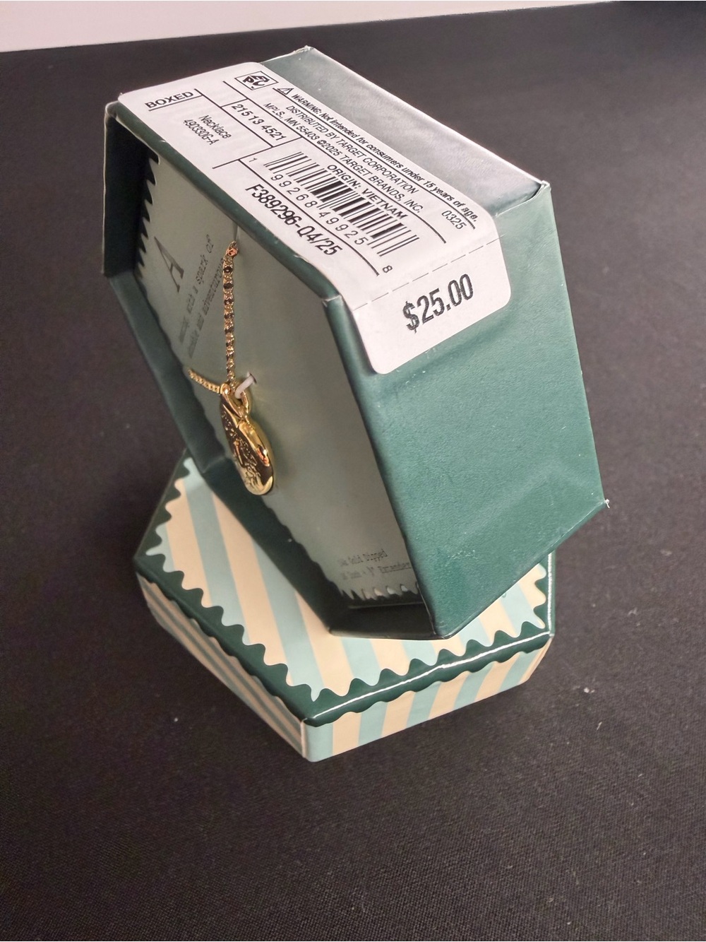 a new day Gold Heart Locket Necklace with Floral Detail - Picture 2 of 2